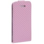 Handy Tasche Flip d�nn Carbon look f�r Handy iPhone 5 / 5s Pink