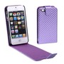 Handy Tasche Flip d�nn Carbon look f�r Handy iPhone 5 / 5s Violett