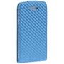 Handy Tasche Flip d�nn Carbon look f�r Handy iPhone 5 / 5s Hellblau