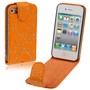 Handy Tasche Flip d�nn f�r Handy iPhone 4 / 4s Strass orange