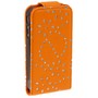 Handy Tasche Flip d�nn f�r Handy iPhone 4 / 4s Strass orange