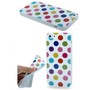 TPU Backcover H�lle gepunktet f�r Handy Apple iPhone 5 / 5s Wei� mit bunten Punkten
