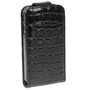 Handy Tasche Flip Krokodil Optik f�r Handy iPhone 4 / 4s Schwarz