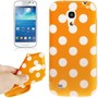 Schutzh�lle Punkte TPU Case f�r Handy Samsung Galaxy S4 mini i9190 orange/weiss