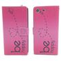 Handyh�lle Tasche f�r Handy Sony Xperia M5 Be Happy Pink