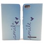  Handyh�lle Tasche f�r Case Handy Wiko Lenny 3 Schriftzug Smile Blau