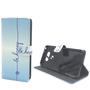 Handyhlle Tasche fr Handy LG G5 Schriftzug Be Happy Blau