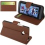 Handyh�lle Horizontal Flip mit Credit Card Slots f�r HTC One M7 Braun