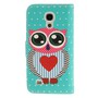 Schutzh�lle Handytasche (Flip Quer) f�r Handy Samsung Galaxy S4 Mini GT-I9190 / S4 Mini Duos GT-I9192 Eule mit Herz