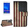 Handyh�lle Tasche f�r Handy Huawei Ascend G620S Motiv Retro Fahne USA