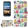 Handyh�lle Tasche f�r Handy HTC One M9 Bunte Eulen Party