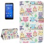 Handyh�lle Tasche f�r Handy Sony Xperia E4 Bunte Eulen Party