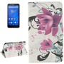 Handyh�lle Tasche f�r Handy Sony Xperia E4 Blume Lila / Violett