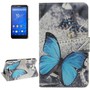 Handyh�lle Tasche f�r Handy Sony Xperia E4 Blauer Schmetterling