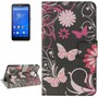 Handyh�lle Tasche f�r Handy Sony Xperia E4 Schmetterlinge Pink