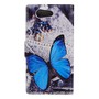 Handyh�lle Tasche f�r Handy Sony Xperia Z4 Compact Blauer Schmetterling