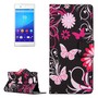 Handyh�lle Tasche f�r Handy Sony Xperia Z4 Compact Schmetterlinge Schwarz / Pink