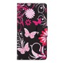Handyh�lle Tasche f�r Handy Sony Xperia Z4 Compact Schmetterlinge Schwarz / Pink