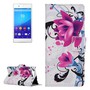 Handyh�lle Tasche f�r Handy Sony Xperia Z4 Compact Lotusblume
