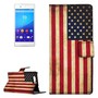 Handyh�lle Tasche f�r Handy Sony Xperia Z4 Compact Retro Fahne USA
