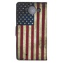 Handyh�lle Tasche f�r Handy Microsoft Lumia 950 Retro Fahne USA