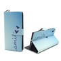 Handyh�lle Tasche f�r Handy Sony Xperia Z5 Premium Schriftzug Smile Blau