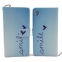 Handyh�lle Tasche f�r Handy Sony Xperia Z5 Premium Schriftzug Smile Blau