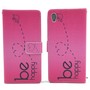 Handyh�lle Tasche f�r Handy Sony Xperia Z5 Premium Be Happy Pink
