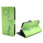 Handyh�lle Tasche f�r Handy Sony Xperia Z5 Premium Be Happy Gr�n