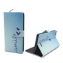 Handyh�lle Tasche f�r Handy Wiko Fever 4G  Schriftzug Smile Blau