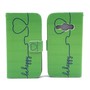 Handyh�lle Tasche f�r Handy Samsung Galaxy J1 (2016) Be Happy Gr�n