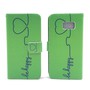  Handyh�lle Tasche f�r Case Handy Samsung Galaxy S7 Be Happy Gr�n