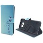 Handyh�lle Tasche f�r Handy Samsung Galaxy S7 Edge  Schriftzug Smile Blau