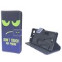 Handyh�lle Tasche f�r Handy Wiko Pulp Dont Touch My Phone Gr�n