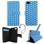 Handyh�lle Tasche f�r Handy Apple iPhone 5 / 5s / SE Polka Dot Blau Weiss