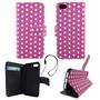 Handyh�lle Tasche f�r Handy Apple iPhone 5 / 5s / SE Polka Dot Lila Weiss