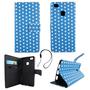 Handyh�lle Tasche f�r Handy Huawei P9 Lite Polka Dot Blau Weiss