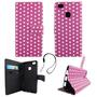 Handyh�lle Tasche f�r Handy Huawei P9 Lite Polka Dot Lila Weiss