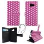 Handyh�lle Tasche f�r Handy Samsung Galaxy A3 2016 Polka Dot Lila Weiss