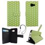 Handyh�lle Tasche f�r Handy Samsung Galaxy A3 2016 Polka Dot Gr�n Weiss