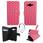 Handyh�lle Tasche f�r Handy Samsung Galaxy J5 2015 Polka Dot Pink Weiss