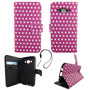 Handyh�lle Tasche f�r Handy Samsung Galaxy J5 2015 Polka Dot Lila Weiss