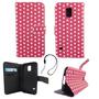 Handyh�lle Tasche f�r Handy Samsung Galaxy S5 / S5 Neo Polka Dot Pink Weiss
