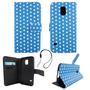 Handyh�lle Tasche f�r Handy Samsung Galaxy S5 / S5 Neo Polka Dot Blau Weiss