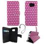 Handyh�lle Tasche f�r Handy Samsung Galaxy S6 Polka Dot Lila Weiss