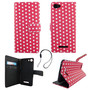 Handyh�lle Tasche f�r Handy Wiko Lenny 2 Polka Dot Pink Weiss