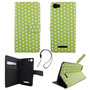 Handyh�lle Tasche f�r Handy Wiko Lenny 2 Polka Dot Gr�n Weiss