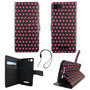 Handyh�lle Tasche f�r Handy Wiko Lenny 2 Polka Dot Schwarz Pink