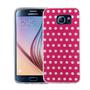 Handy H�lle f�r Samsung Galaxy S6 Cover Case Schutz Tasche Motiv Slim Silikon TPU Polka Dot Pink