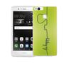 Handy H�lle f�r Huawei P9 Cover Case Schutz Tasche Motiv Slim Silikon TPU Be Happy Gr�n